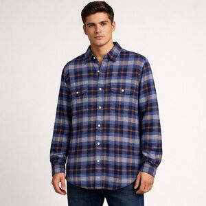 The Normal Brand Plaid Flannel Shirt Size XXL Blue Orange 100% Cotton